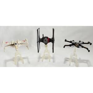 Star Wars Hot Wheels Die-Cast& Plastic Starships With Stand Lot Of 3